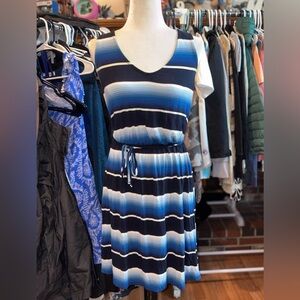 Merona Navy and White Striped Midi Dress